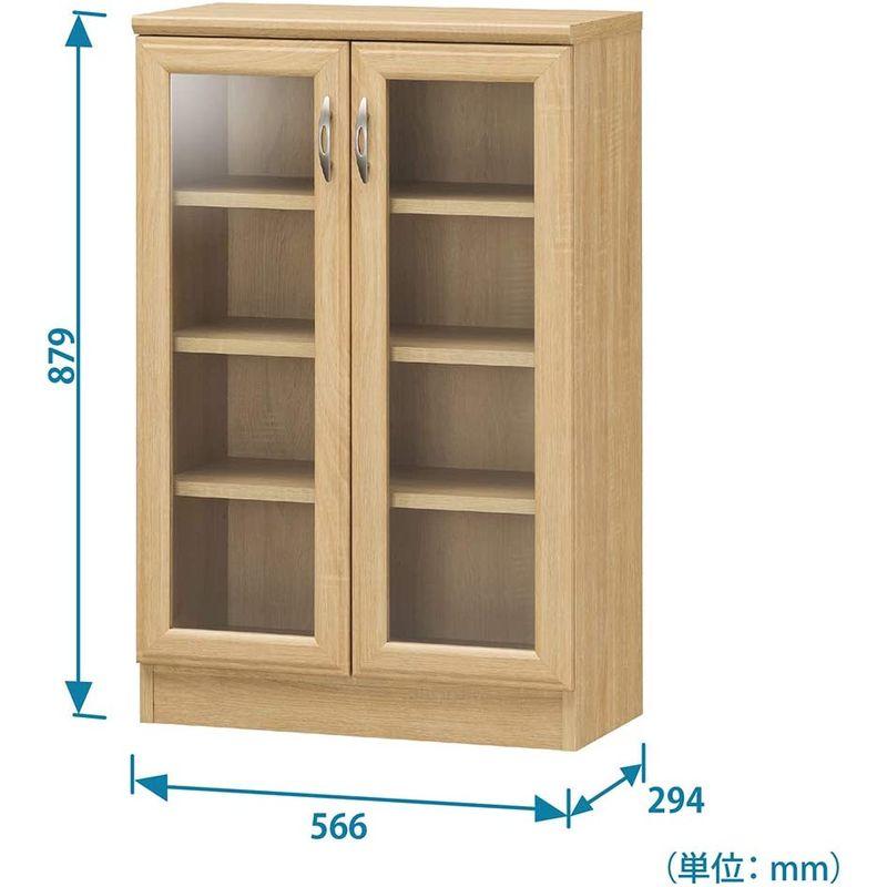白井産業 ガラスキャビネット 扉 収納 本棚 ナチュラルブラウン