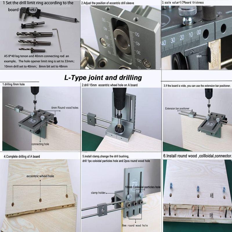 ダボ穴治具 ダボ穴ジク 3 in 1 木工ドリルガイドキット 6 8 10mm