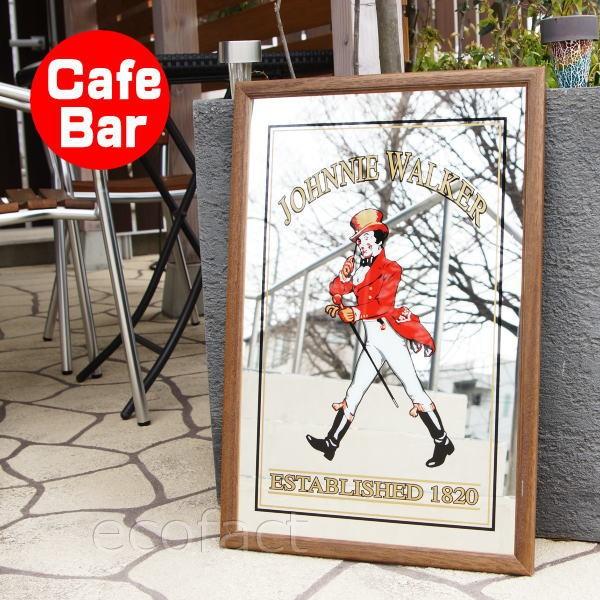 ☆パブミラー☆ ジョニーウォーカー　Johnnie Walker ビンテージ パブミラー ウォールミラー バーミラー パブサインミラー 壁掛け鏡