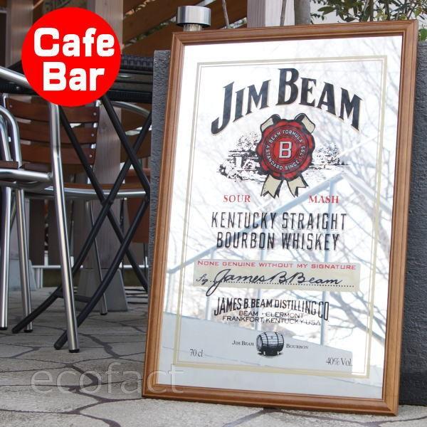 Jim Beam パブミラー バーボン ウイスキー 看板　ジムビーム　倉庫保管品 パブミラー ウォールミラー バーミラー 壁掛け鏡 パブサインミラー