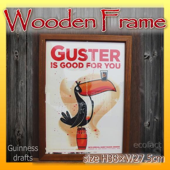 ピクチャーフレーム Guster ギネスビール　トゥーカン 38×27.5cm 木製額縁 フォトフレーム  写真立て アンティーク看板 おしゃれ 壁掛けパネル 壁飾り｜area27