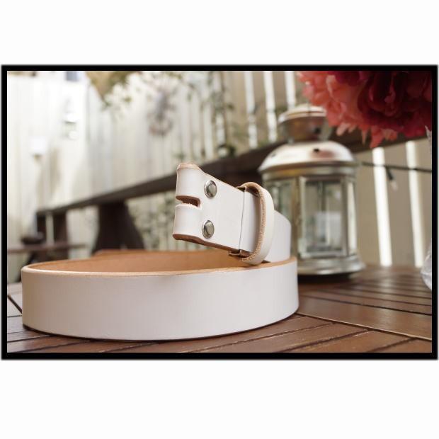 バックルなし ベルト メンズ 一枚革 40ミリ幅 白 ホワイト