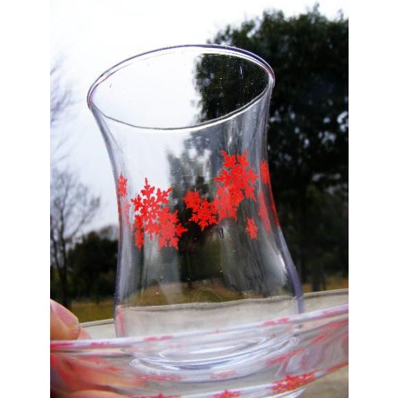 チャイグラス ソーサーセット 雪の結晶 1脚（トルコお土産 耐熱ガラス