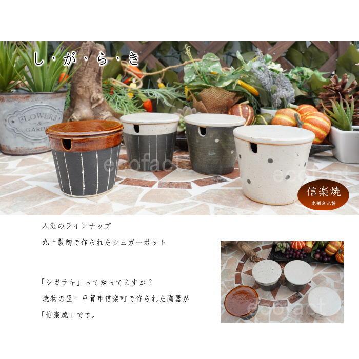 おしゃれ シュガーポット 砂糖入れ 陶器 ドット白 信楽焼 焼物 丸十製