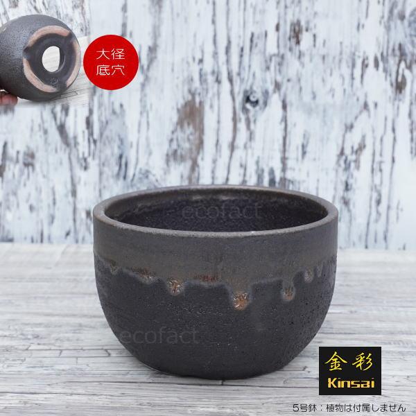 陶器鉢 植木鉢 5号 丸型 金彩 ゴールド/ブラック おしゃれ 陶器鉢 植木鉢 5号 丸型 金彩 ゴールド/ブラック おしゃれ