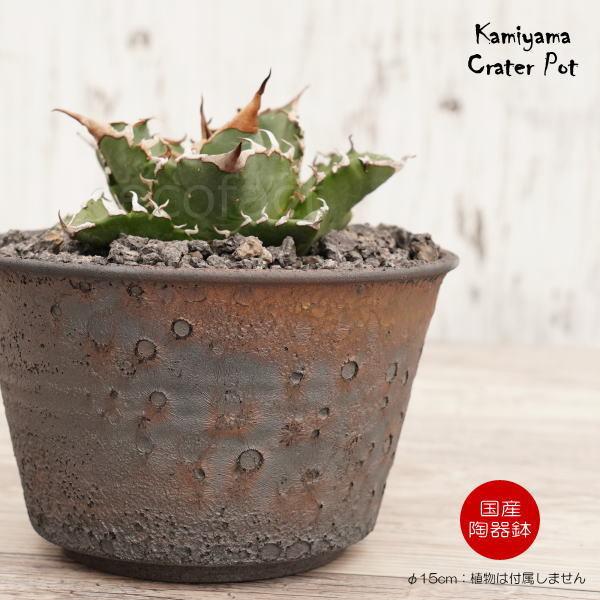 陶器鉢 植木鉢 5号 クレーターポット 中深 おしゃれ プランター 園芸鉢 信楽焼 かみ山陶器 観葉植物 アガベ サボテン 塊根植物 コーデックス 多肉植物 ポット Y エリア27 通販 Yahoo ショッピング