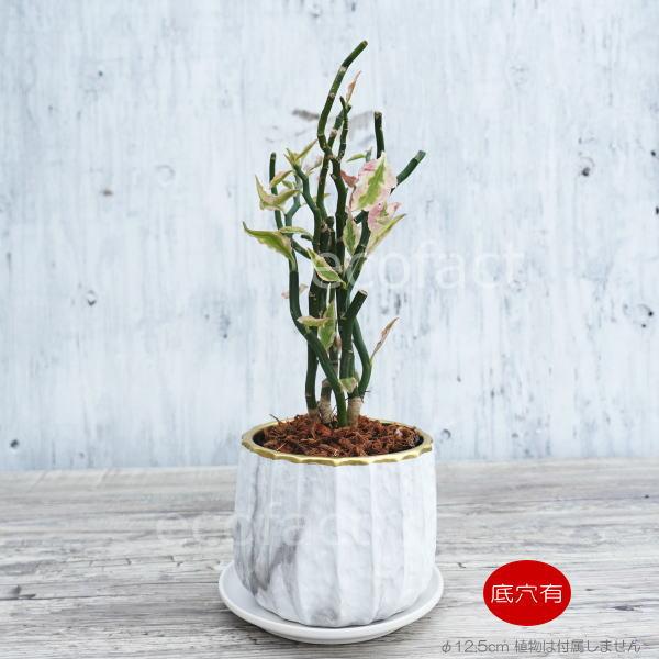 おしゃれ フラワーポット 陶器鉢 植木鉢 ミニポットリベロ ゴールド白