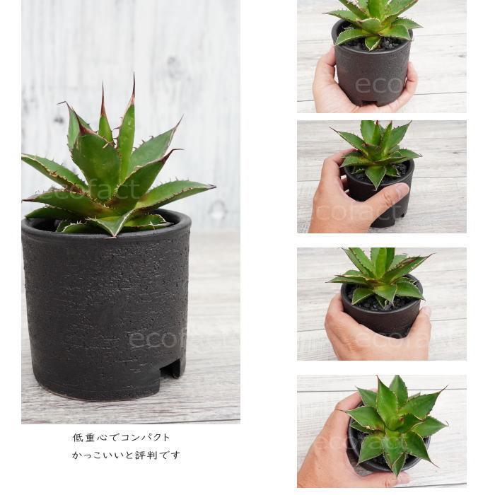 陶器鉢 植木鉢 3.5号ショートタイプ 筒型 ブラック 艶消し黒 おしゃれ