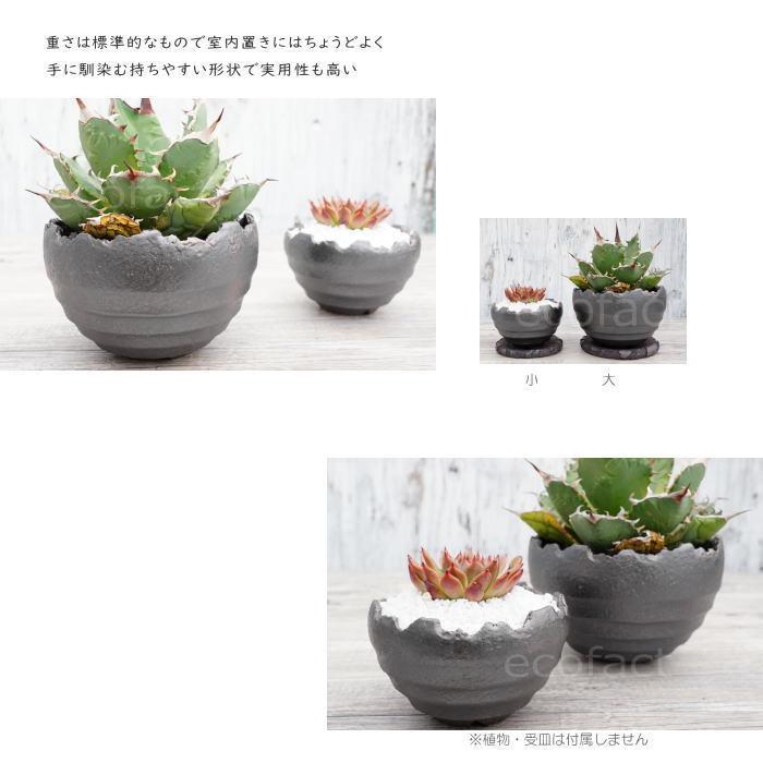 陶器鉢 植木鉢 ミニポット 底穴あり BUNGA POT クラウン 丸型 （小）ガンメタリック φ11.5cm おしゃれ かわいい プランター 宝寿窯 有田焼 園芸鉢 観葉植物｜area27｜07