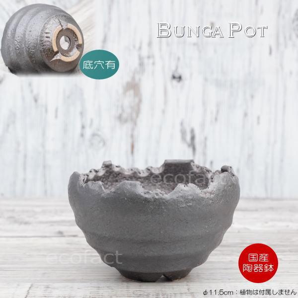 陶器鉢 植木鉢 ミニポット 底穴あり BUNGA POT クラウン 丸型 （小）ガンメタリック φ11.5cm おしゃれ かわいい プランター 宝寿窯 有田焼 園芸鉢 観葉植物｜area27｜09