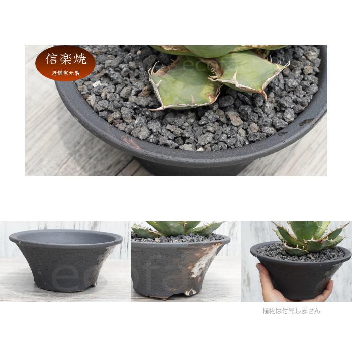 陶器鉢 植木鉢 底穴あり 艶消黒そりL ブラック おしゃれ プランター
