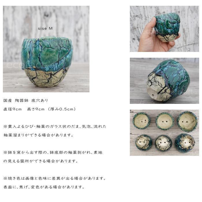 陶器鉢 植木鉢 底穴ありフォレスト（緑）白黒M φ9cm 日本製 園芸鉢