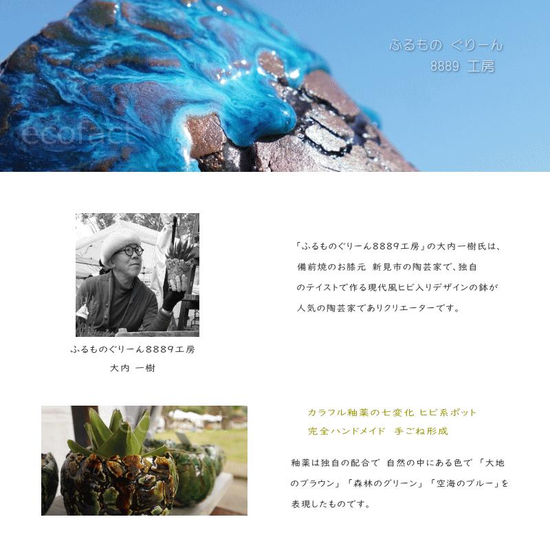 陶器鉢 植木鉢 底穴ありインディゴ（濃青）濃茶S φ8cm 日本製 園芸鉢