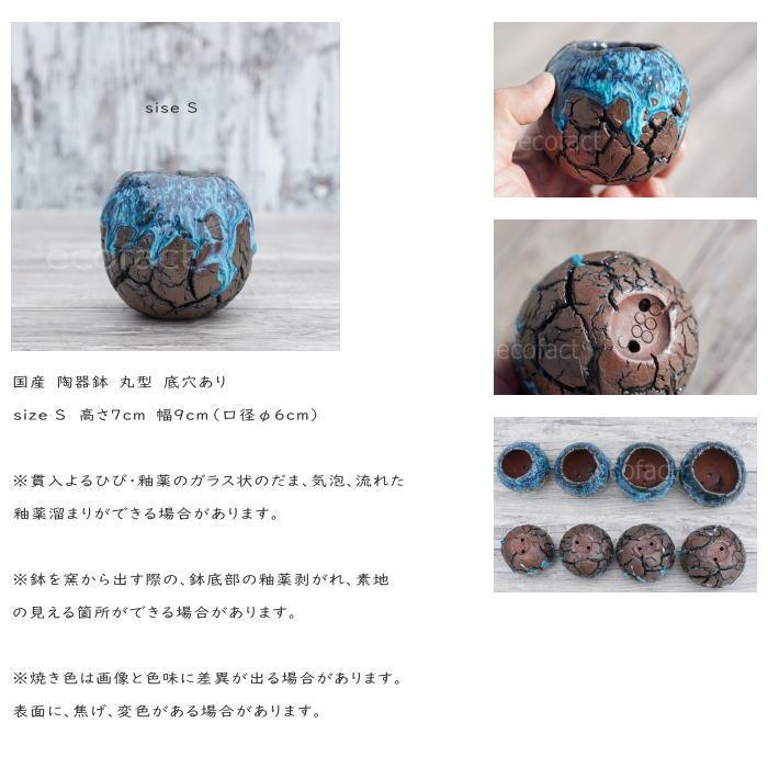 陶器鉢 植木鉢 底穴あり 丸型 スカイ（ライトブルー） S H7cm 日本製