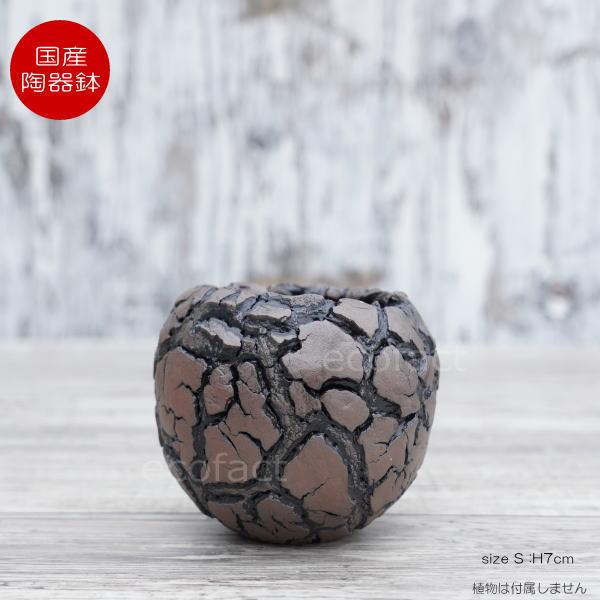 【最終値下げ】植木鉢 ハンドメイド 陶器鉢 塊根植物 XXXLサイズ A-669 陶器鉢 植木鉢 底穴あり 丸型 アース（ブラウン）S H7cm 日本製 園芸鉢