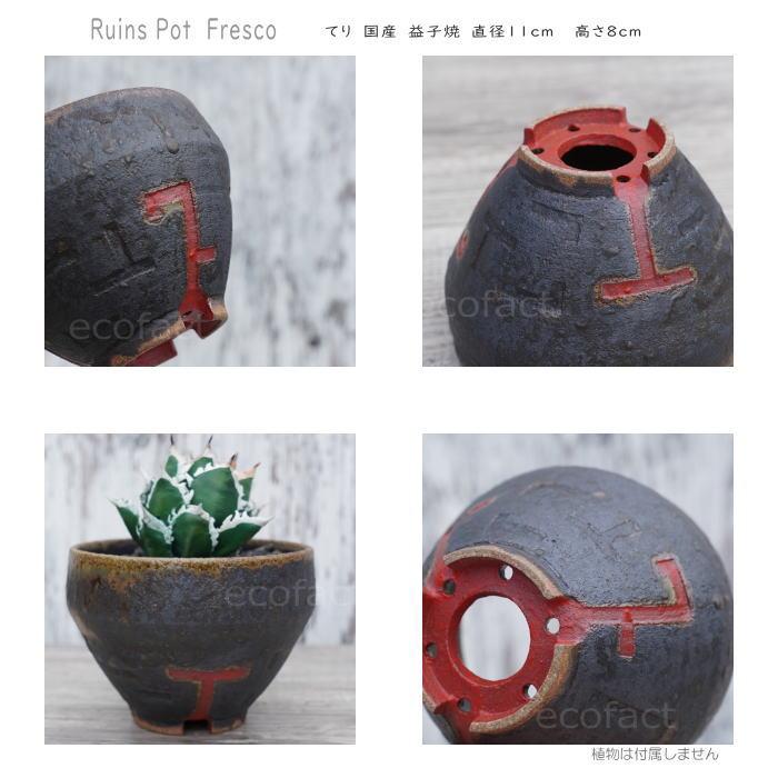 陶器鉢 植木鉢 小鉢 底穴あり 益子焼 Ruins Pot Fresco てり φ11cm