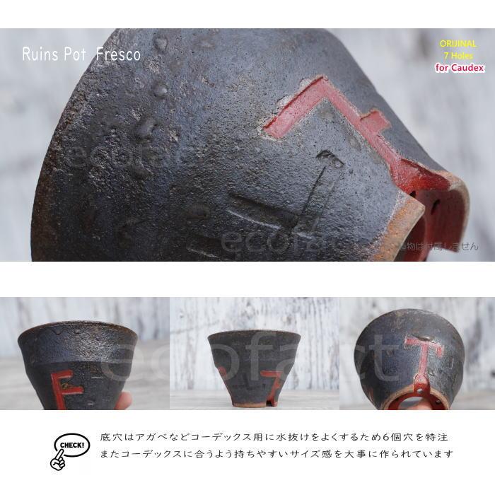 陶器鉢 植木鉢 小鉢 底穴あり 益子焼 Ruins Pot Fresco そり高 φ11cm