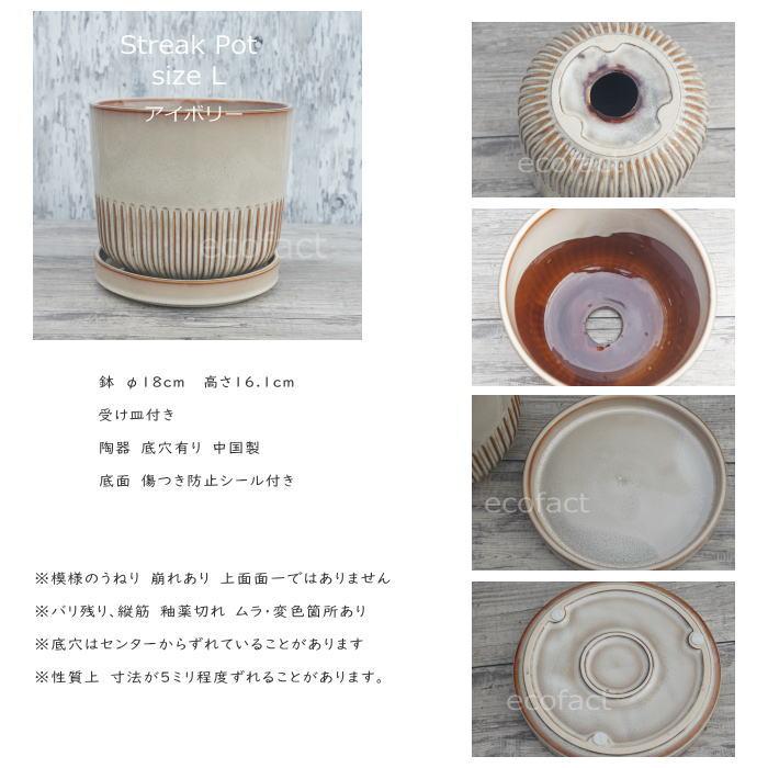 植木鉢 おしゃれ 陶器鉢 フラワーポット ミニポット 底穴あり Streak L