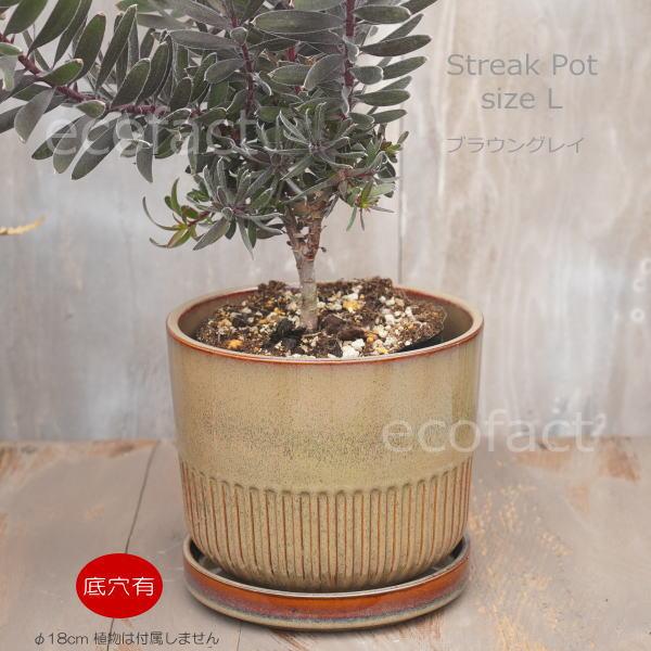 植木鉢 おしゃれ 陶器鉢 フラワーポット ミニポット 底穴あり Streak L