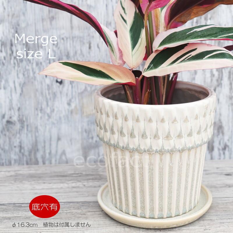 ポット 鉢 植木鉢 プランター おしゃれ 陶器 φ16.3cm Merge L ホワイト