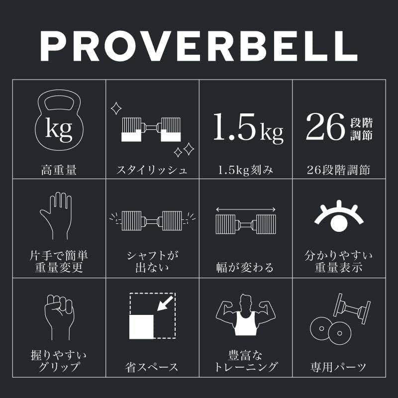 匿名配送 プロバーベル 41.5kg 1.5kg刻み 1個のみ 可変式ダンベル シルバー 【JSB8136169306】(28416円)