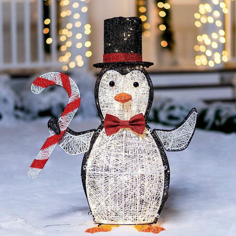 Joiedomi 3フィート 3D コットン ペンギン LED ヤードライト クリスマス 屋外 庭 庭 装飾 クリスマスイベント装飾 クリス - 5