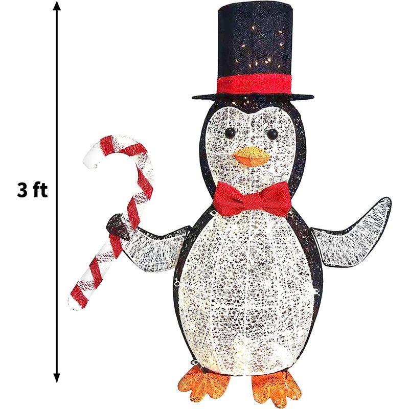 Joiedomi 3フィート 3D コットン ペンギン LED ヤードライト クリスマス 屋外 庭 庭 装飾 クリスマスイベント装飾 クリス - 6