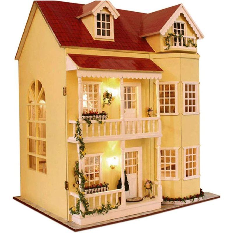 MAGQOO 3D木製ドールハウスミニチュアDIYハウスキット 小さなミニハウスキット DIYドールハウスミニチュアキット オルゴールと接着