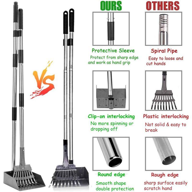 犬用プーパースクーパー トレイレーキとスペード 3個パック うんちスクープ 調節可能 長いハンドル メタル ビン付き ペットのうんちを取り除 トレイレーキとスペード 3個パック うんちスクープ 調節可能 長いハンドル メタル ビン付き ペットのうんちを取り除