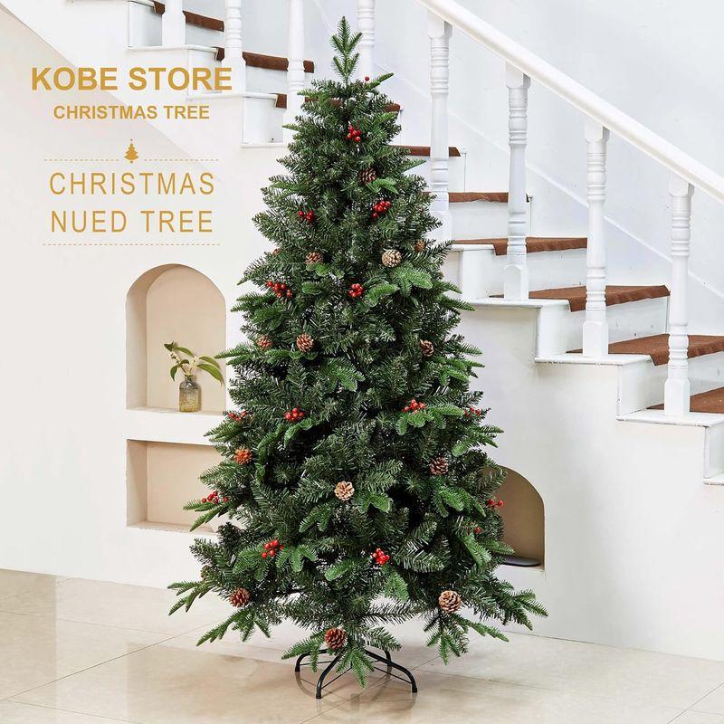 クリスマスツリー 枝大幅増量タイプ 松ぼっくり付き、赤い実付き、おしゃれな クリスマスツリー 180CM KSBM - 2