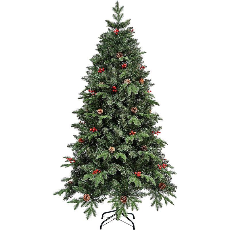 クリスマスツリー 枝大幅増量タイプ 松ぼっくり付き、赤い実付き、おしゃれな クリスマスツリー 180CM KSBM - 8