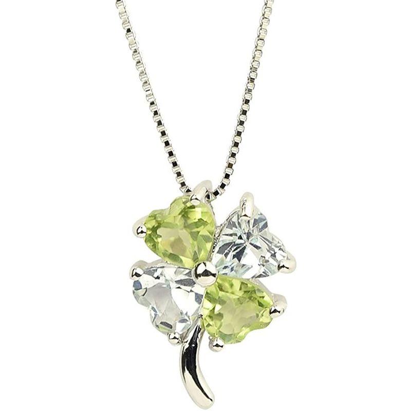 四葉のクローバー ペリドット アクアマリン 10金 四つ葉 四葉 クローバー ネックレス K10 ホワイトゴールド 8月 3月 誕生石 女性 レディースアクセサリー LWH2071939438(18592円)