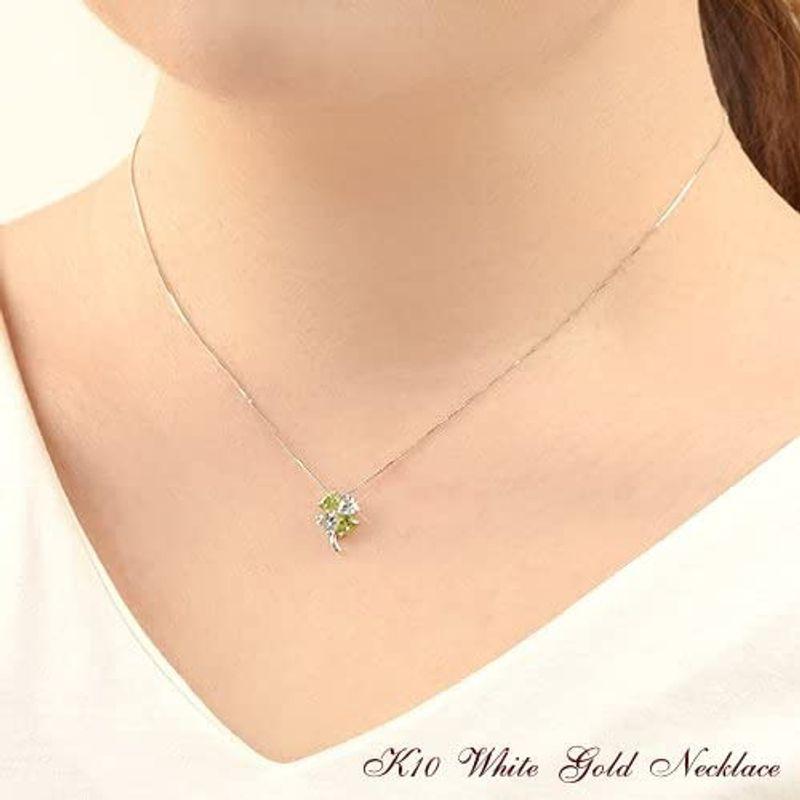 四葉のクローバー ペリドット アクアマリン 10金 四つ葉 四葉 クローバー ネックレス K10 ホワイトゴールド 8月 3月 誕生石 女性 レディースアクセサリー LWH2071939438(18592円)