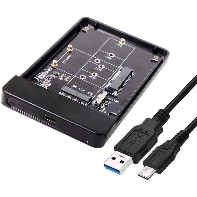 Xiwai コンボ M.2 NGFF B-Key & mSATA SSD - USB Type-C コンバータケースエンクロージャ スイッチ