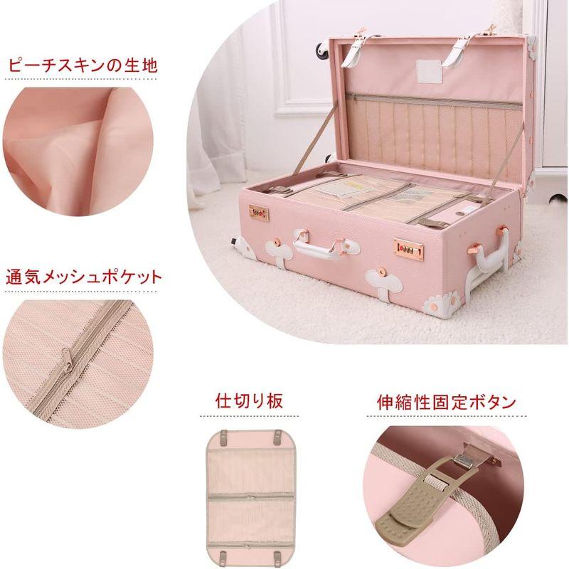 Uniwalker キャリーケース かわいい トランクケース 可愛い レトロ トランク 四輪 復古主義 キャリーバッグ 手作り スーツケース キャリーケース かわいい トランクケース 可愛い レトロ トランク 四輪 復古主義 キャリーバッグ 手作り スーツケース 5CM