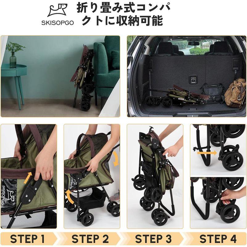 SKISOPGO ペットカート 折りたたみ 犬用ベビーカー 小型犬 キャリーカート 組み立て簡単 猫カート バギー 飛び出し防止 EVA車輪 ペットカート 折りたたみ 犬用ベビーカー 小型犬 キャリーカート 組み立て簡単 猫カート バギー 飛び出し防止 EVA車輪 cm