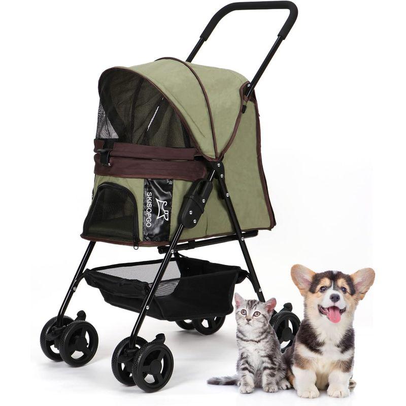 SKISOPGO ペットカート 折りたたみ 犬用ベビーカー 小型犬 キャリーカート 組み立て簡単 猫カート バギー 飛び出し防止 EVA車輪 ペットカート 折りたたみ 犬用ベビーカー 小型犬 キャリーカート 組み立て簡単 猫カート バギー 飛び出し防止 EVA車輪 cm