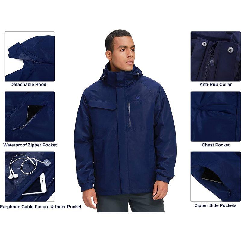 CAMELSPORTS メンズ マウンテン スキー ジャケット 3 in 1 防水 冬用ジャケット 暖かいスノージャケット フード付きレイン メンズ マウンテン スキー ジャケット in 防水 冬用ジャケット 暖かいスノージャケット フード付きレイン