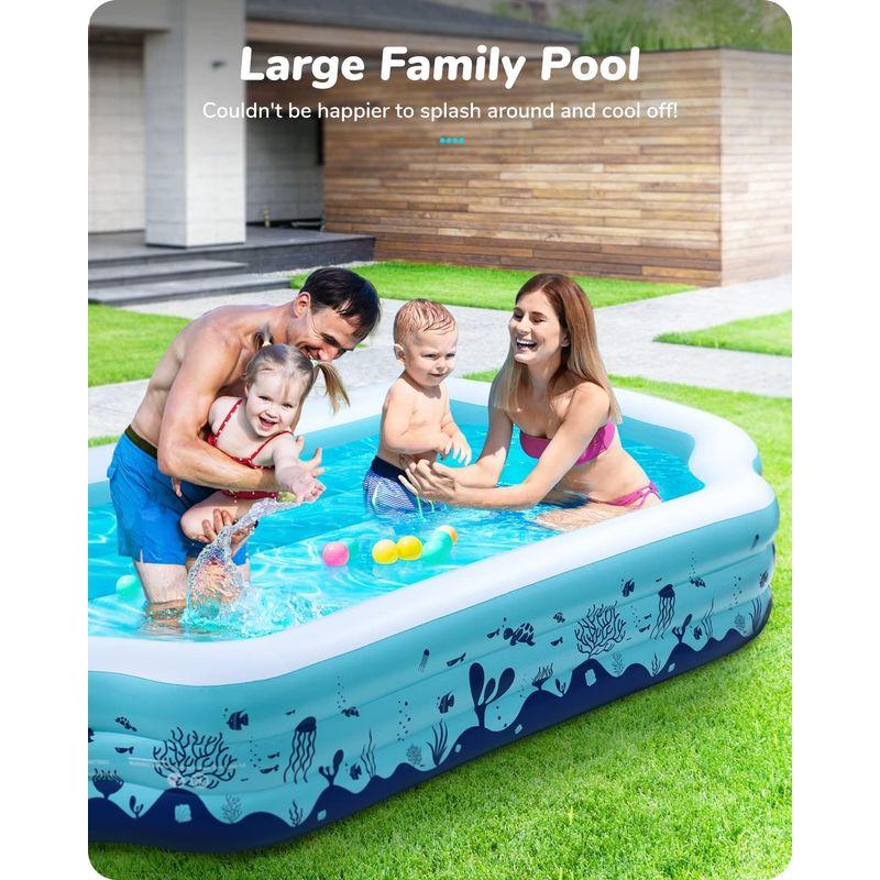 受注生産品】【受注生産品】Valwix 空気注入式スイミングプール 122インチ X 71インチ X 30インチ フルサイズ ファミリーブローアップ プール 大人 子供 水遊び Intex 9.5フィート 空気注入式 フローティングウォータースイミングプール レイクマット プラットフォー