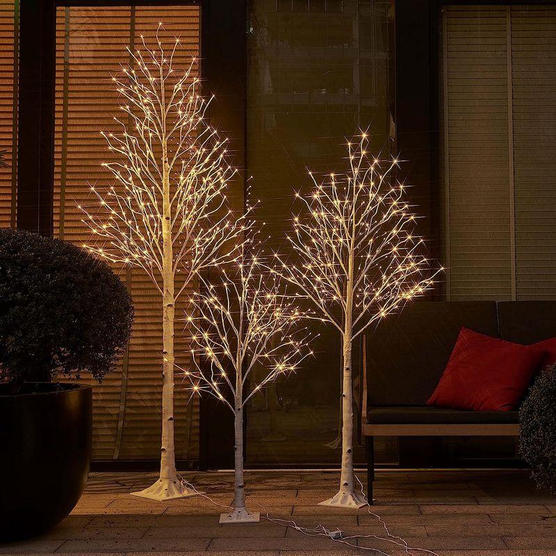 BAOLITVINE 白樺の木 ライトプラグイン 6フィート 128個のLEDライト ライト付きホワイトツリー 屋内 屋外 ホーム ホリデー - 3