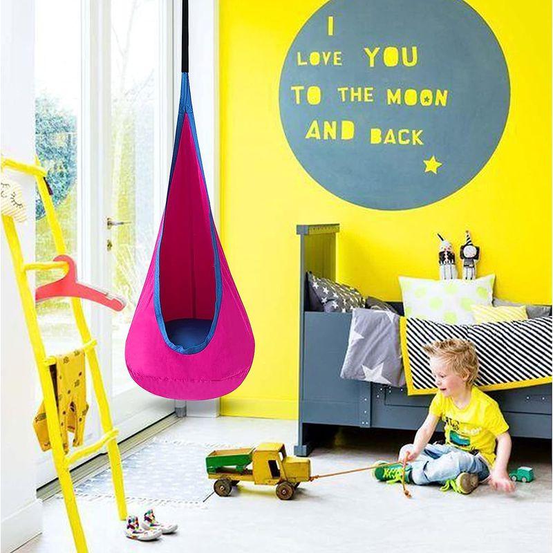 DEARCOOL 子供用 ポッド スイングシート 子供用ハンモックチェア インフレータブルクッション付き 綿 屋内・屋外兼用 調節可能なベル 子供用 ポッド スイングシート 子供用ハンモックチェア インフレータブルクッション付き 屋内 屋外兼用 調節可能なベル