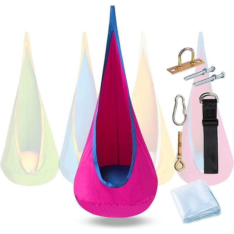 DEARCOOL 子供用 ポッド スイングシート 子供用ハンモックチェア インフレータブルクッション付き 綿 屋内・屋外兼用 調節可能なベル 子供用 ポッド スイングシート 子供用ハンモックチェア インフレータブルクッション付き 屋内 屋外兼用 調節可能なベル