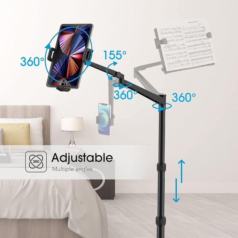 Smatree金属製4.7-12.9インチタブレット&スマホ＆読書用アームスタンド 読書用の本棚付き タブレット・書類・スマホ・switch タブレット スマホ 9インチタブレット&スマホ＆読書用アームスタンド 読書用の本棚付き 書類 switch