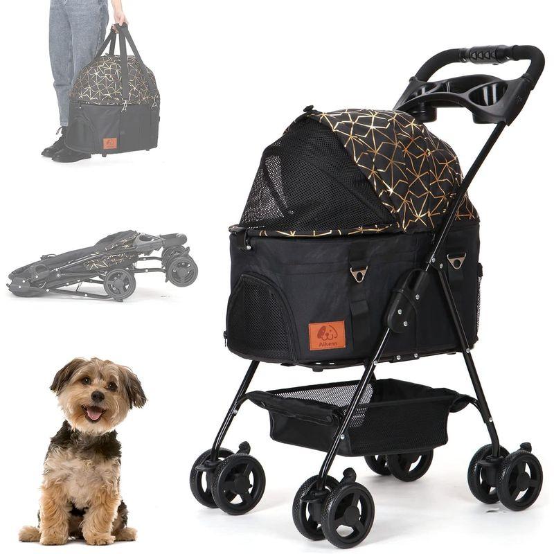 Aikenn分離式 ペットカート 4輪360°回転 折りたたみ 犬用ベビーカー 猫犬兼用 軽量コンパクト 取り外し可能 組み立て簡単 ペット ペットカート 折りたたみ 犬用ベビーカー 猫犬兼用 軽量コンパクト 取り外し可能 組み立て簡単 ペット *幅44 cm