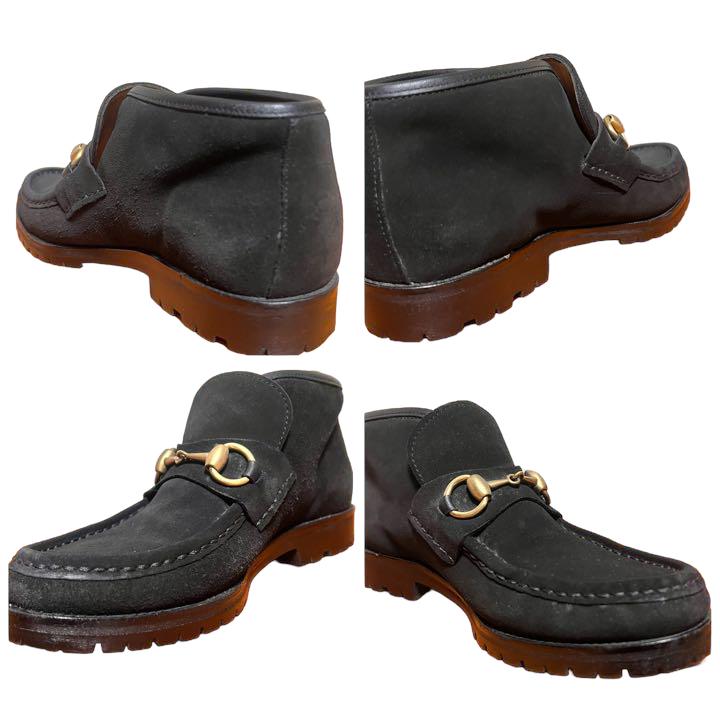 グッチ モカシン ハイカット ホースビット 黒 スエード 36 C 