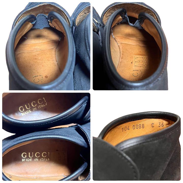 グッチ モカシン ハイカット ホースビット 黒 スエード 36 C 
