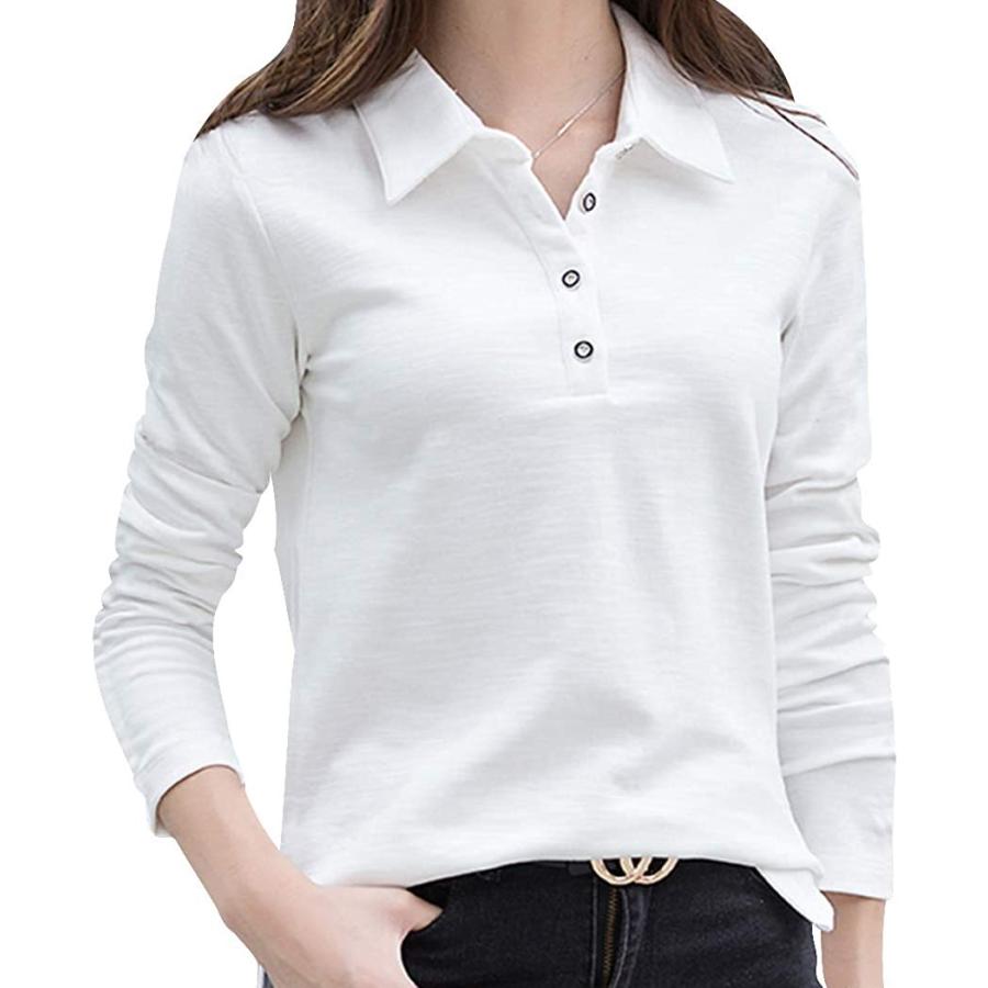 1568円 85 以上節約 Kukaki クカキ 長袖ポロシャツ レディース 無地 ゴルフウェア テニスウエア スポーツポロ カットソー 綿 スリムフィット ポロシャツ 普段着