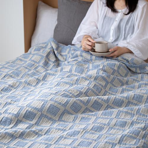 KLIPPAN クリッパン リネン＆シュニール シングルブランケット フレーム 140x180cm 00012950lcblanket