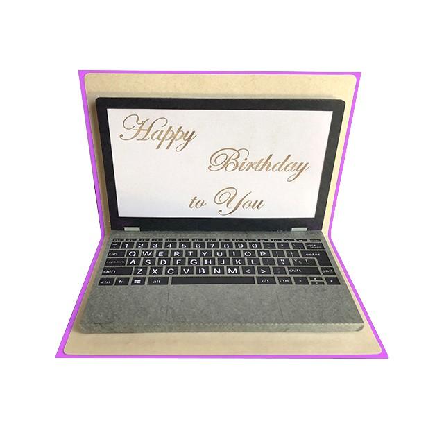 ポップアップカード ビッグ割引 ノートパソコン 中華のおせち贈り物 Happy ピンク Birthday