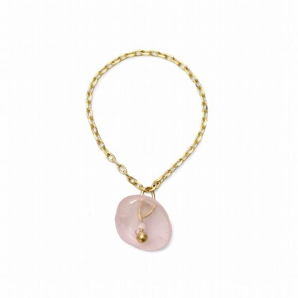 リル ストーン チェーン リング ローズクォーツ Lilou STONE CHAIN RING rose quartz / おしゃれ｜arenot